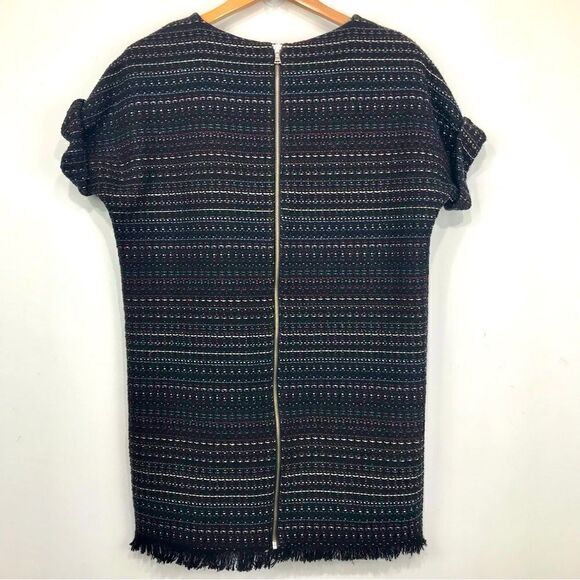 Zara Trafauc Black Colorful Chunky Tweed Fringe Mini Dress - Picture 10 of 14